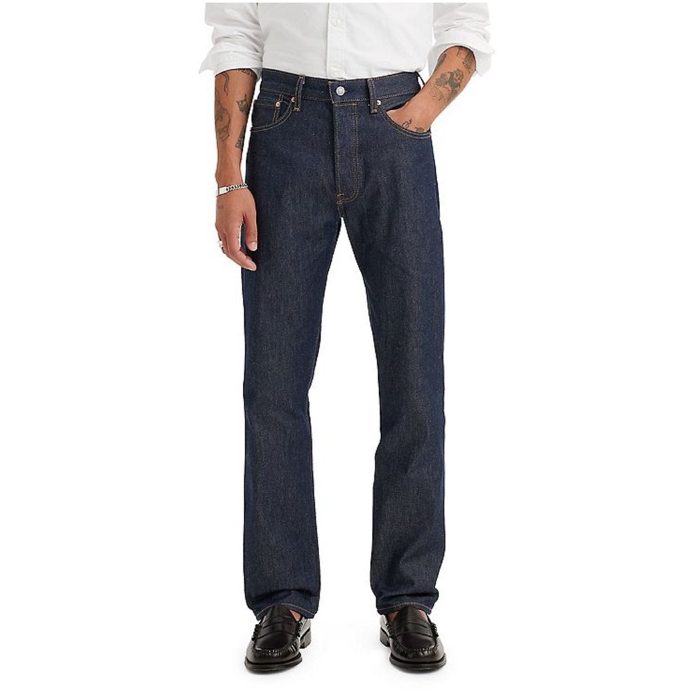 NWT Levi's 501 Original 100% Cotton Rigid Denim Jeans Indigo Dark Blue 34 X 29